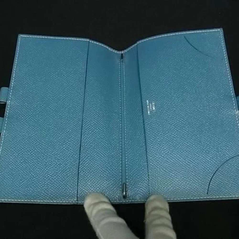Hermes Handbook Cover Agenda Vision Blue Jean Veau Epsom Silver